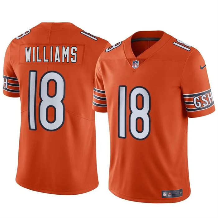 Men's Chicago Bears #18 Caleb Williams Orange 2024 Draft Vapor Football Stitched Jersey